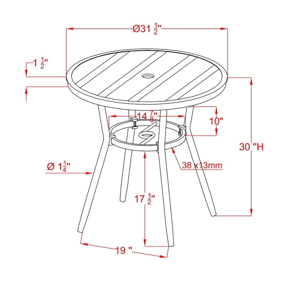 Ariel Modern 5 Piece Aluminum 32 inch Round Bistro Table and Chairs Set by Furniture of America