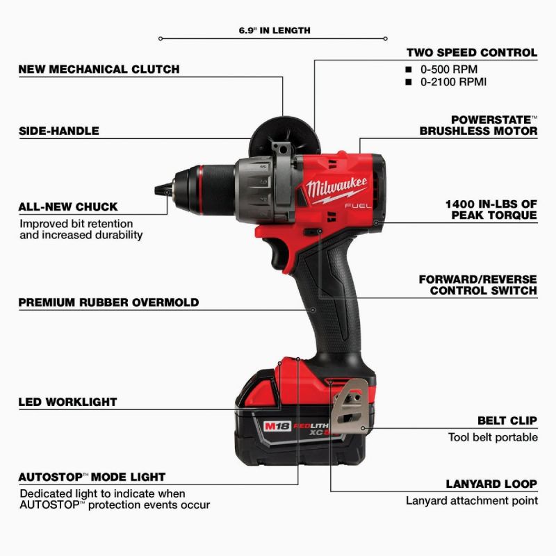 MW M18 FUEL XC Lithium-Ion Brushless Cordless Drill Kit