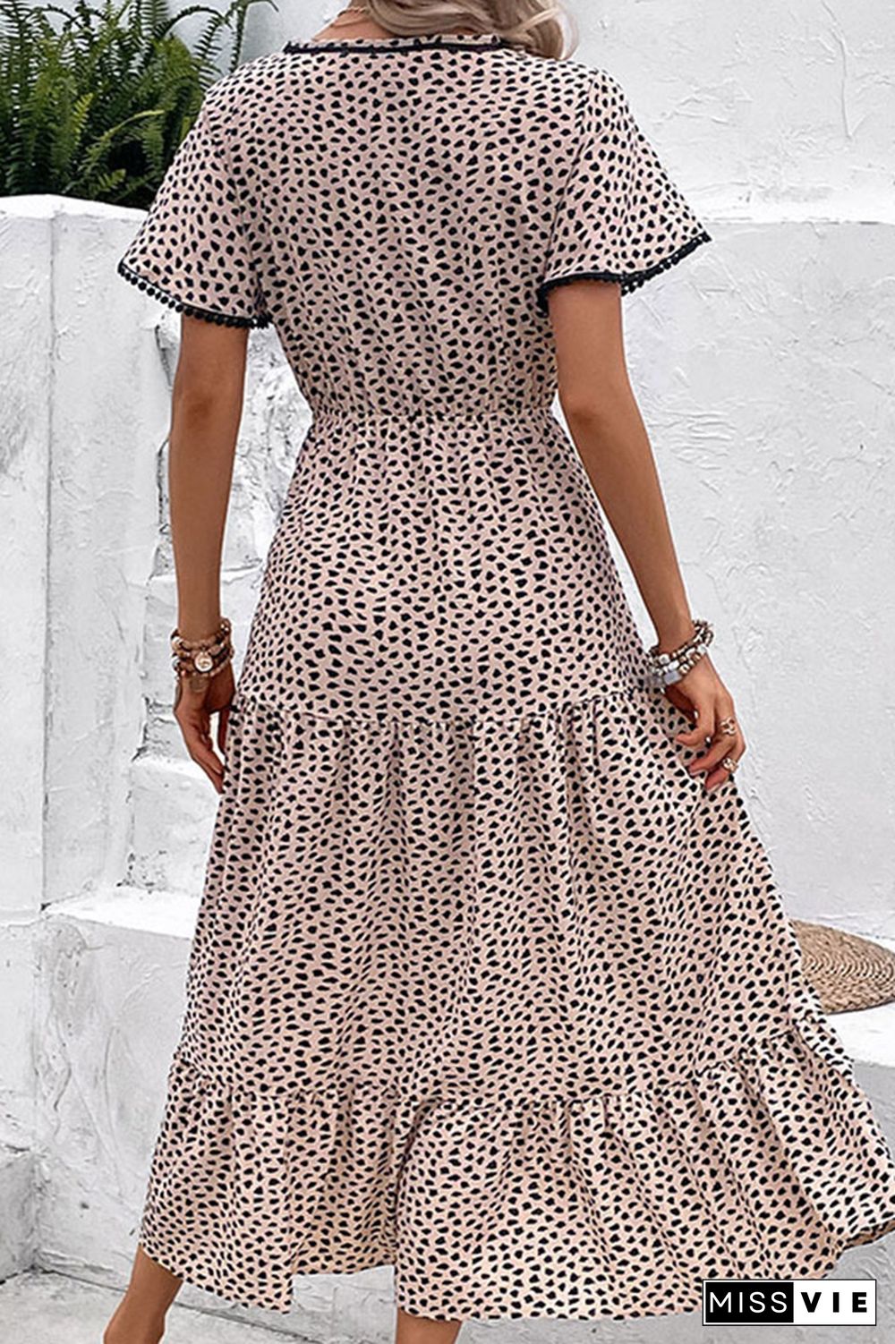 Apricot Leopard Tiered Maxi Dress