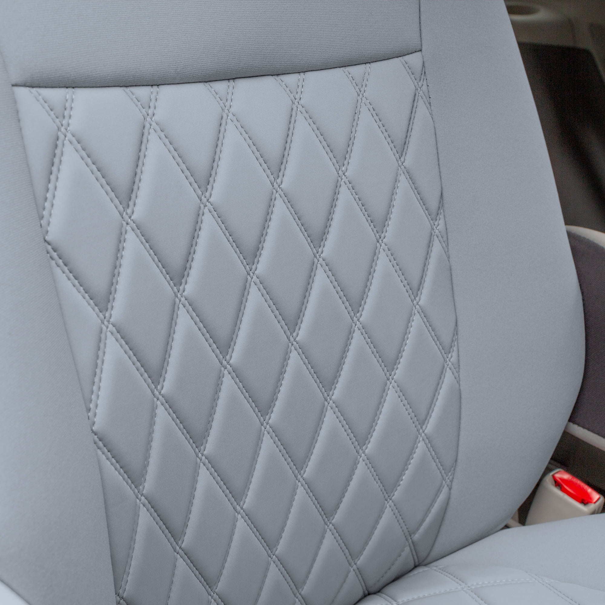 FH Group AFCM5020SOLIDGRAY-FRONT Solid Gray Neoprene Custom Car Seat Cover For 2018-2023 Toyota Sienna with Air Freshener