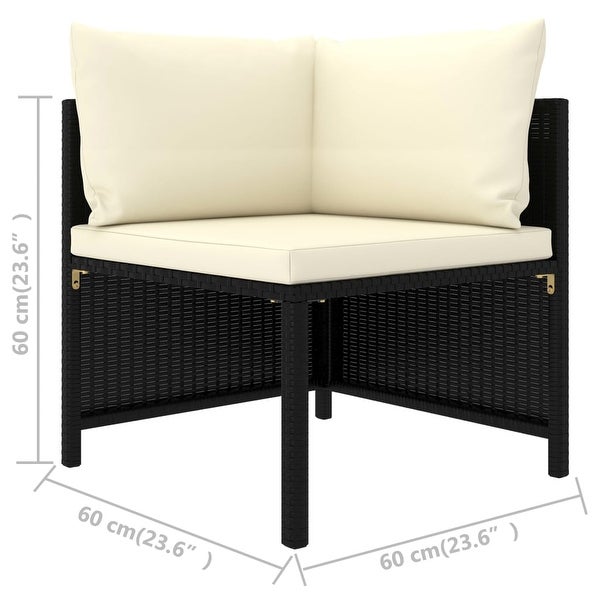 4-Seater Garden Sofa with Cushions Black Poly Rattan - Overstock - 35097464