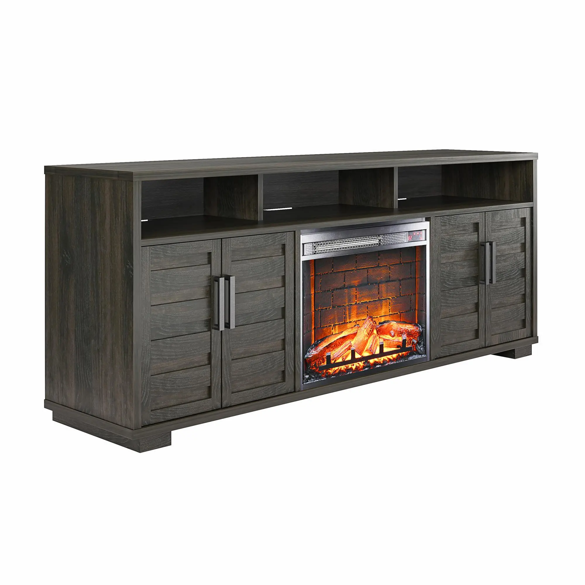 Flintrock Espresso 75 TV Stand with Electric Fireplace