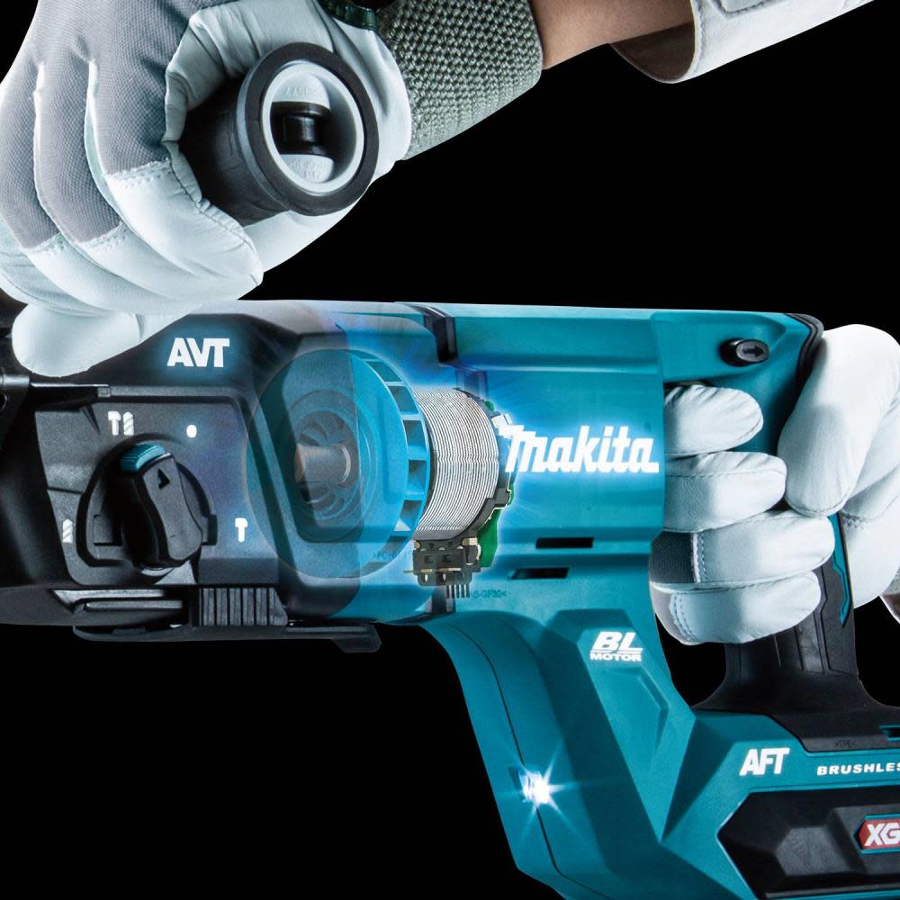 Makita 40V max XGT 1 1/8 AVT Rotary Hammer accepts SDS PLUS bits AFT AWS Capable Bare Tool