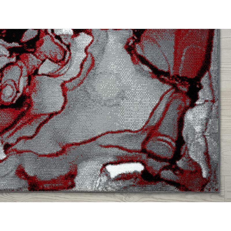 Abani Arto ART140D Abstract Liquid Marble Grey Red  Area Rug