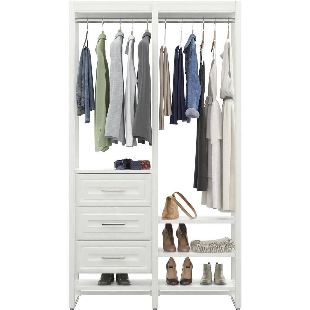 CLOSETS By LIBERTY 46.5 in. W White Adjustable Tower Wood Closet System with 3 Drawers and 7 Shelves HS5400-RW-04