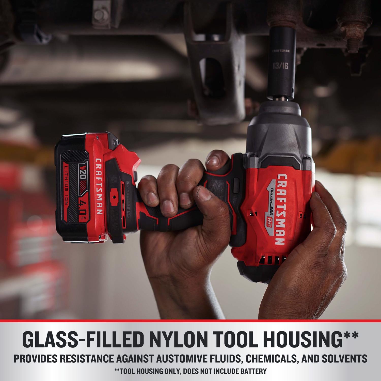 Craftsman 20 V 1/2 in. Cordless Brushless Impact Wrench w/Hog Ring Kit (Battery \u0026 Charger)