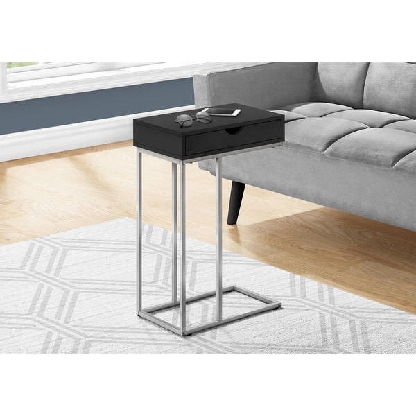 Accent Table， C-shaped， End， Side， Snack， Storage Drawer， Living Room， Bedroom， Metal， Laminate， Contemporary