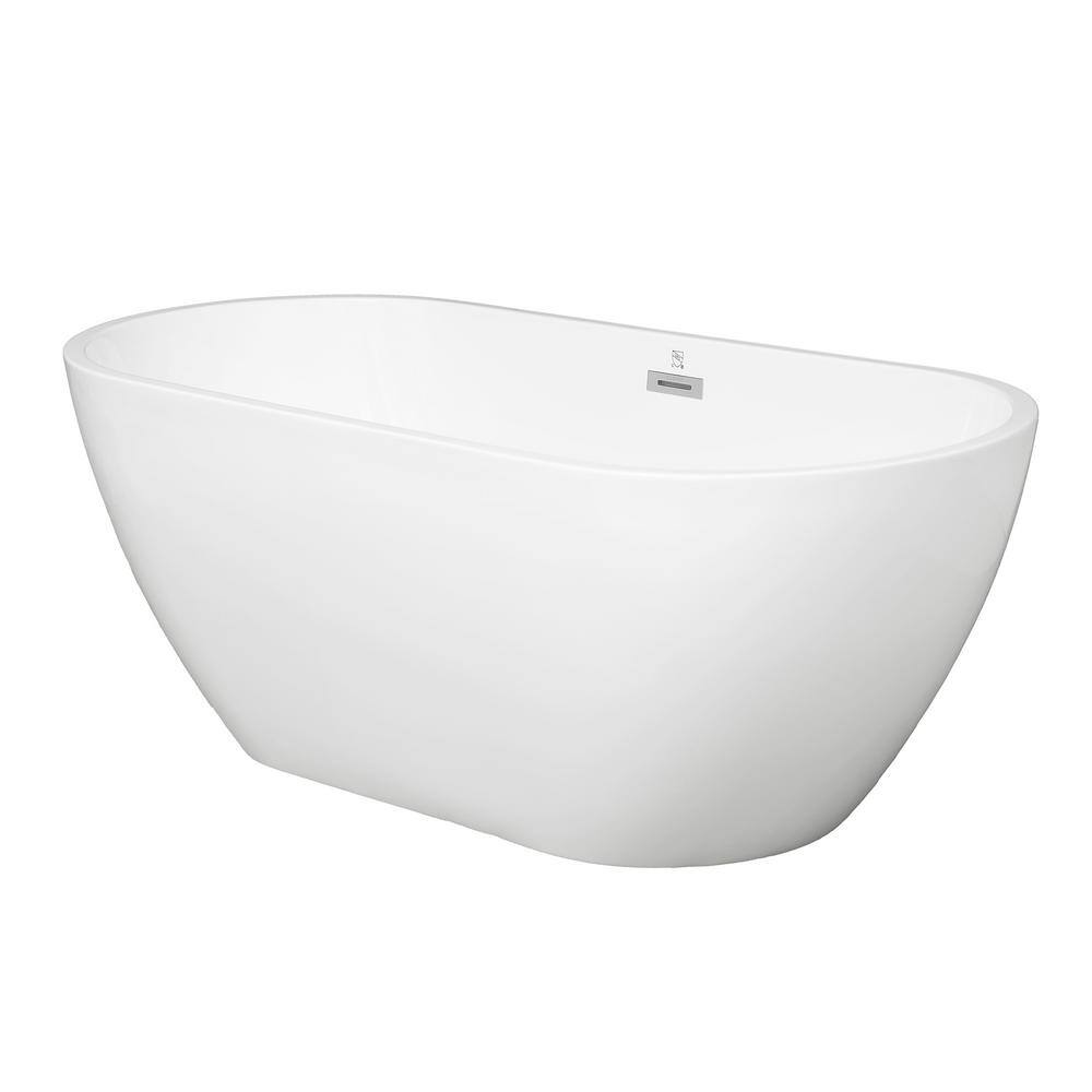 CASAINC 67 in. Acrylic Flatbottom Non-Whirlpool Bathtub in White CAS967W