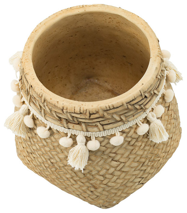 Woven Planter or Plant Stand  Natural/Cream   Tropical   Outdoor Pots And Planters   by Lighting New York  Houzz