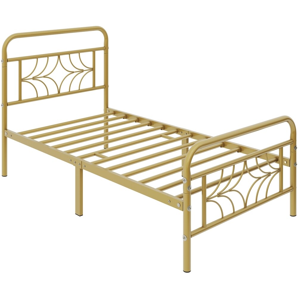 Yaheetech Modern Twin Size Metal Bed Frame with Sparkling Star Inspired Design Headboard and Footboard