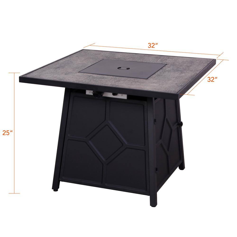 HeatMaxx 32 in. 40000BTU Fire Pit Propane Gas Fire Pit Table Square Tabletop SRGF12101