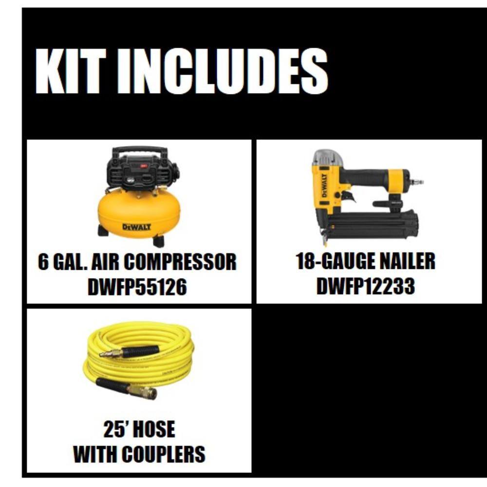 DW 6 Gal. 165 PSI Heavy-Duty Electric Pancake Air Compressor 18-Gauge Brad Nailer and 16-Gauge 2-12 in. Nailer DWFP1KITW917