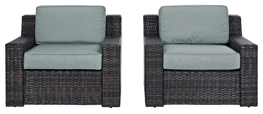 Beaufort 2Pc Outdoor Wicker Chair Set Mist/Brown   Tropical   Outdoor Lounge Chairs   by BisonOffice  Houzz