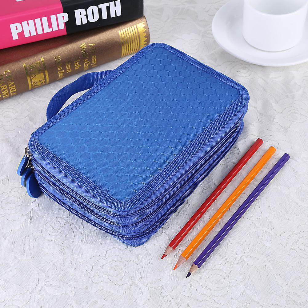 52 Slots Large Capacity Pencil Bag Pen Case Drawing Painting Storage Pouch (blue)