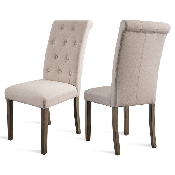 Elegant Solid Wood Tufted Dining Chair (Set of 2)