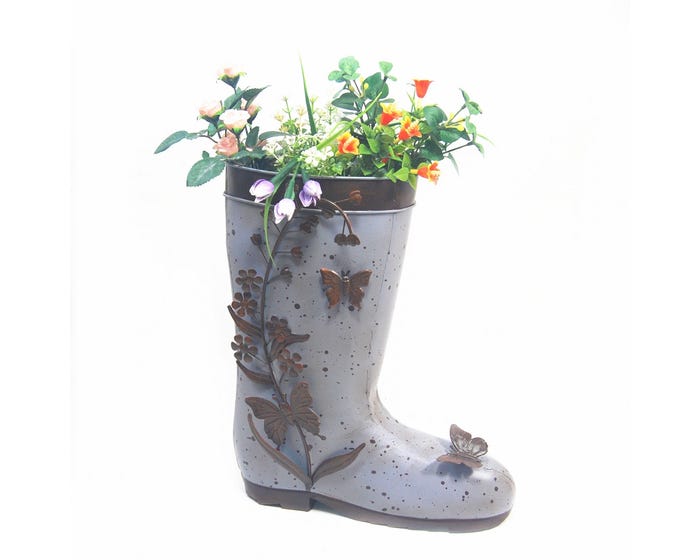 Backyard Expressions Rain Boot Planter Blue 905211