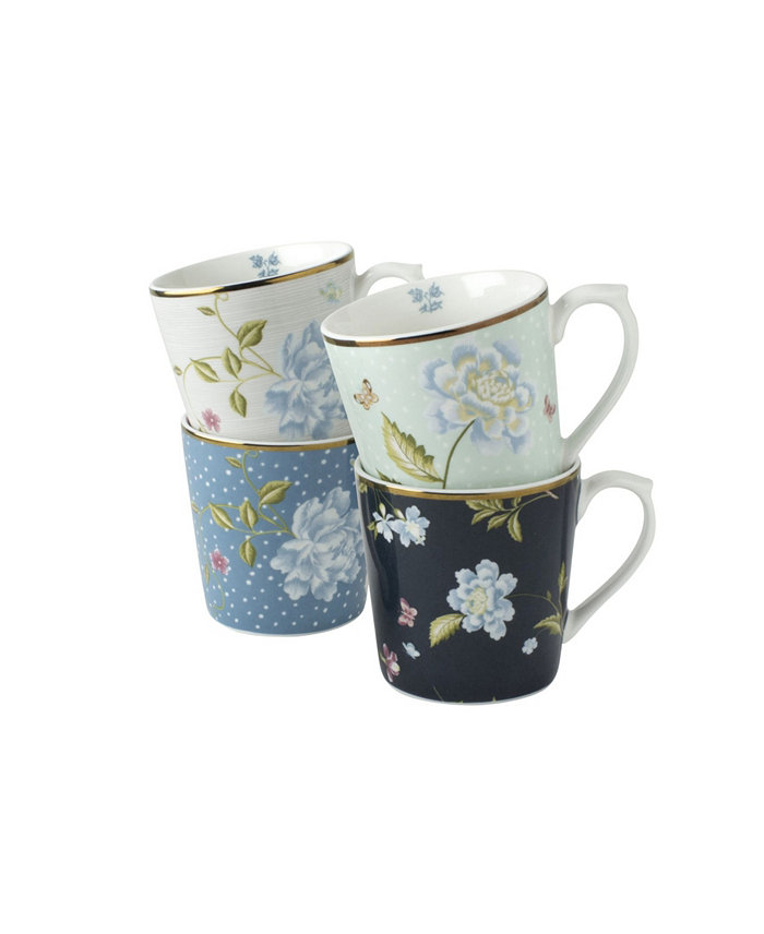 Laura Ashley Heritage Collectables 17 Oz Mixed Designs Mugs in Gift Box Set of 4