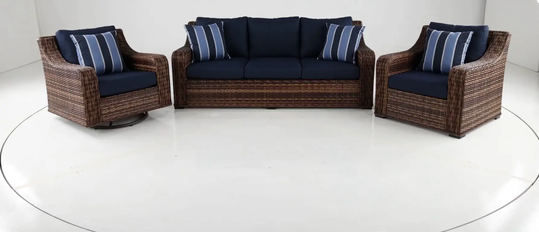 Tortola 3 Piece Navy Outdoor Patio Set