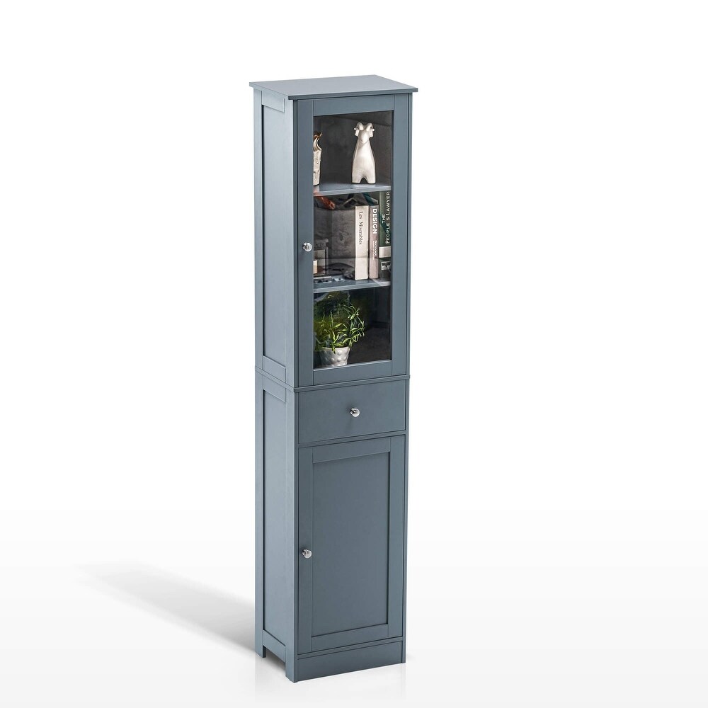 Bathroom Storage Cabinet  Slim Floor Standing Organizer Cabinet