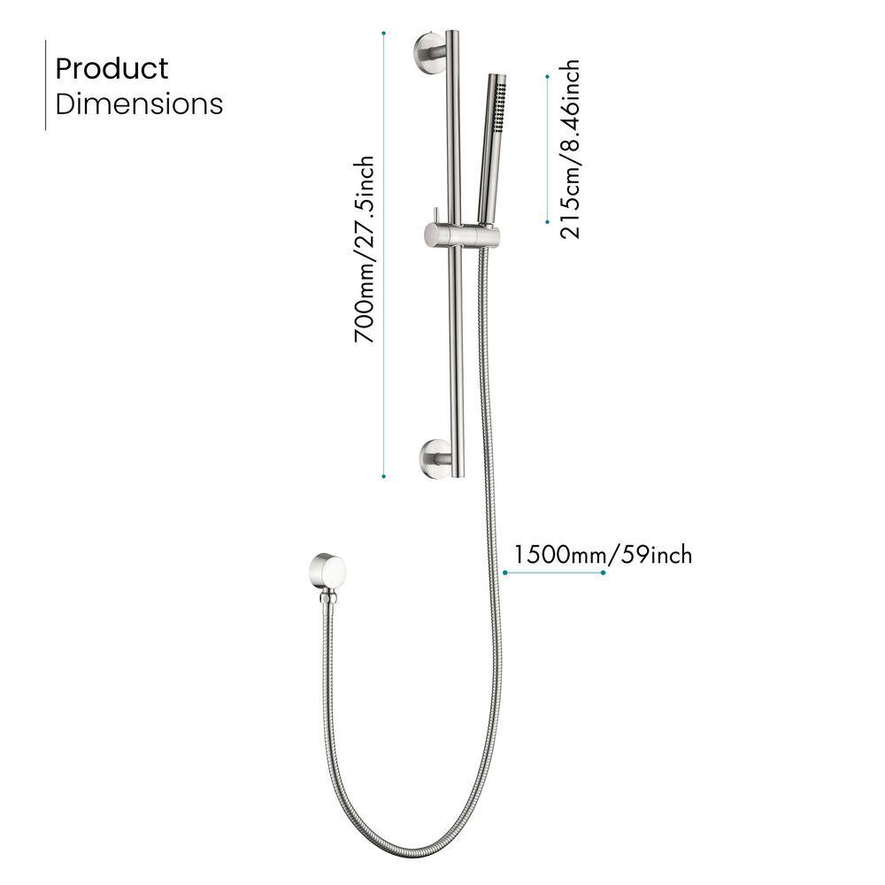 Utopia 4niture Krisha 1-Spray Eco-Performance Handheld Shower with Slide Bar in Brushed Nickel HATH3003NS