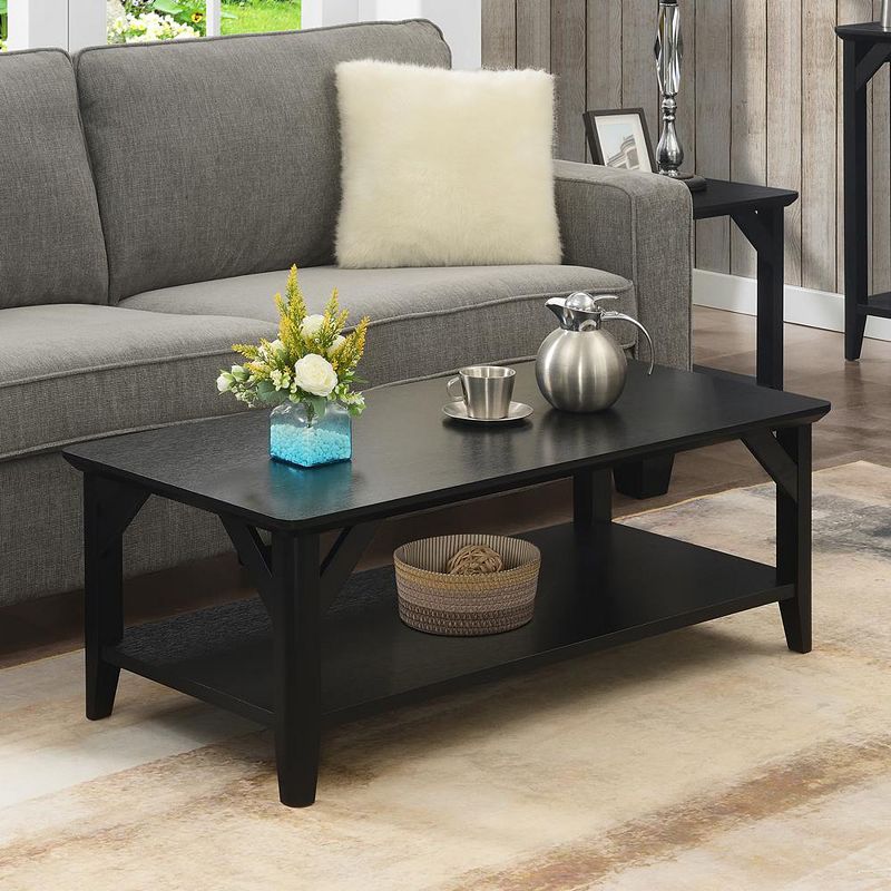 Convenience Concepts Winston Coffee Table with Shelf， Black