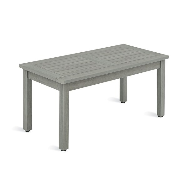 Outdoor Coffee Table Rectangle，HDPS Patio Coffee Tables for Outside，All Weather Patio Coffee Table with Slatted Tabletop