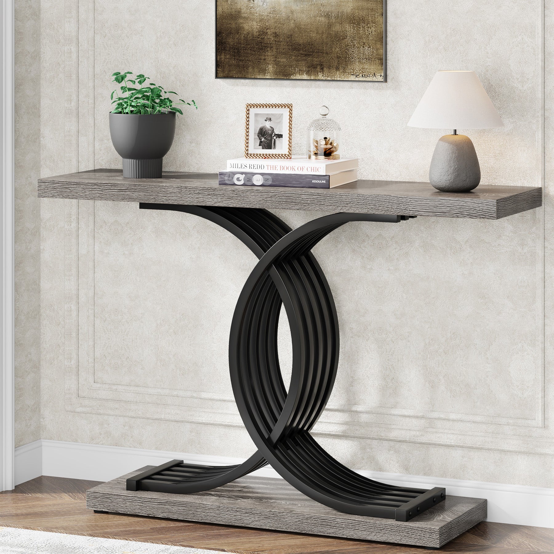 39 Console Table, Narrow Faux Marble Entryway Hallway Sofa Table