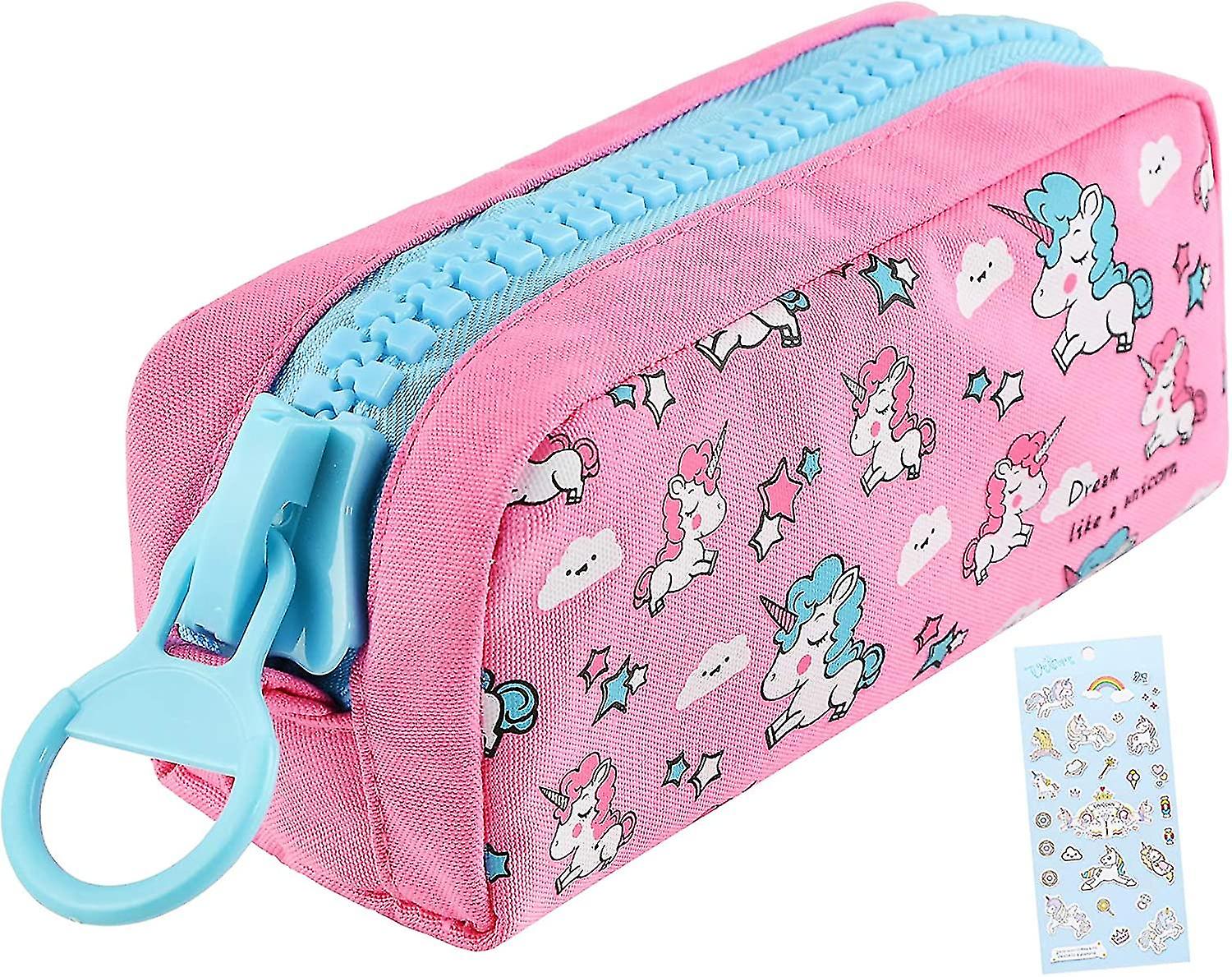 Veeki Cute Pencil Case For Girls， Kids Makeup Bag And Pencil Bags With Large Zipper， Pen Pencil Pouch For School/office， Pen Box Case Desk Stationery