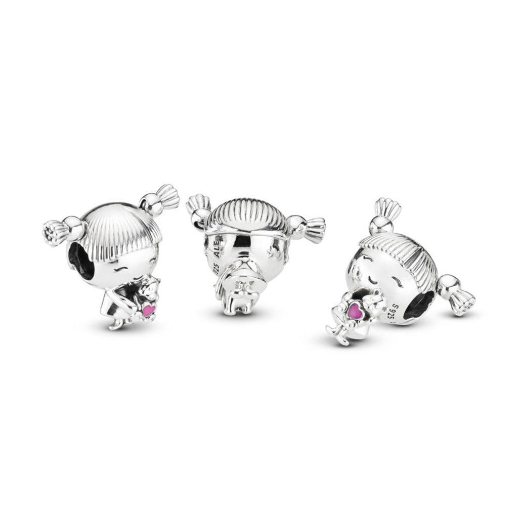 PANDORA  MOMENTS Girl with Pigtails Charm