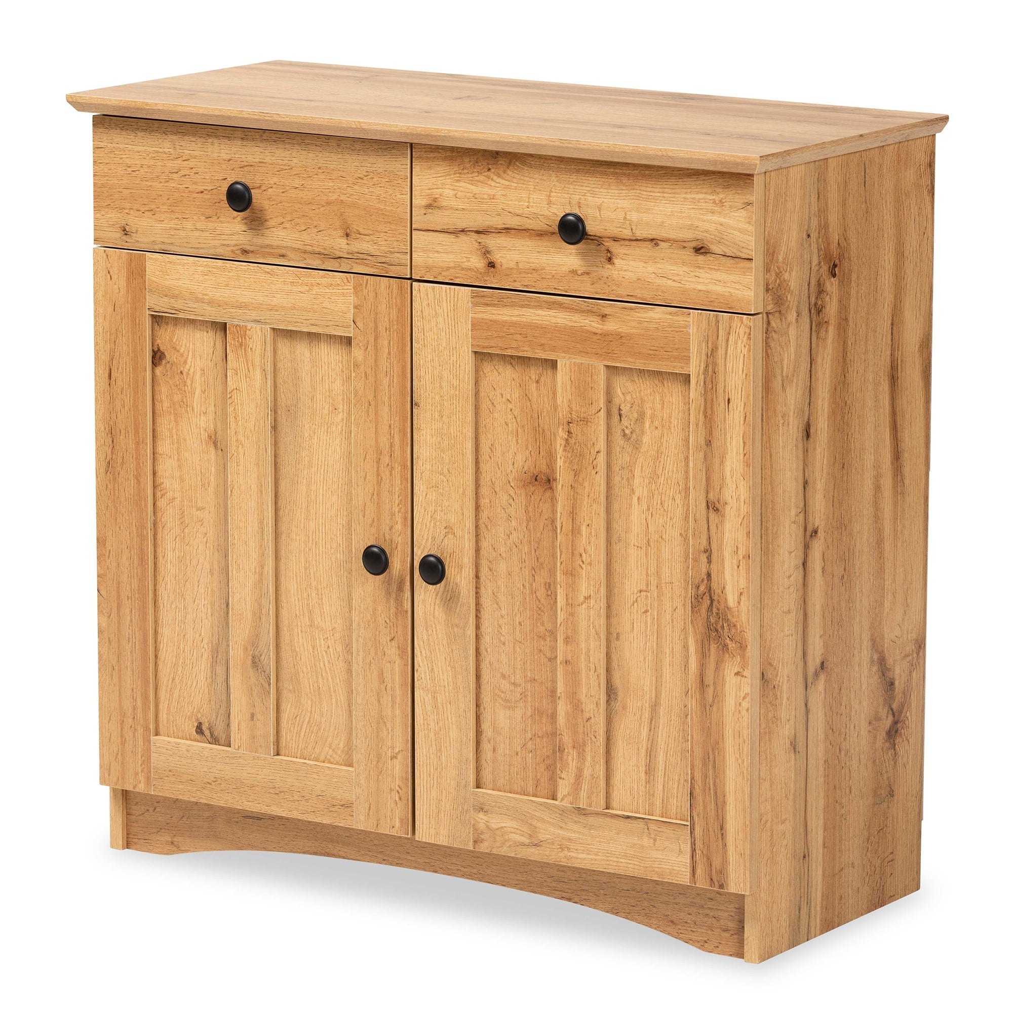 Baxton Studio Lauren Modern and Contemporary Oak Brown Finished Wood 2-Door Buffet Kitchen Cabinet