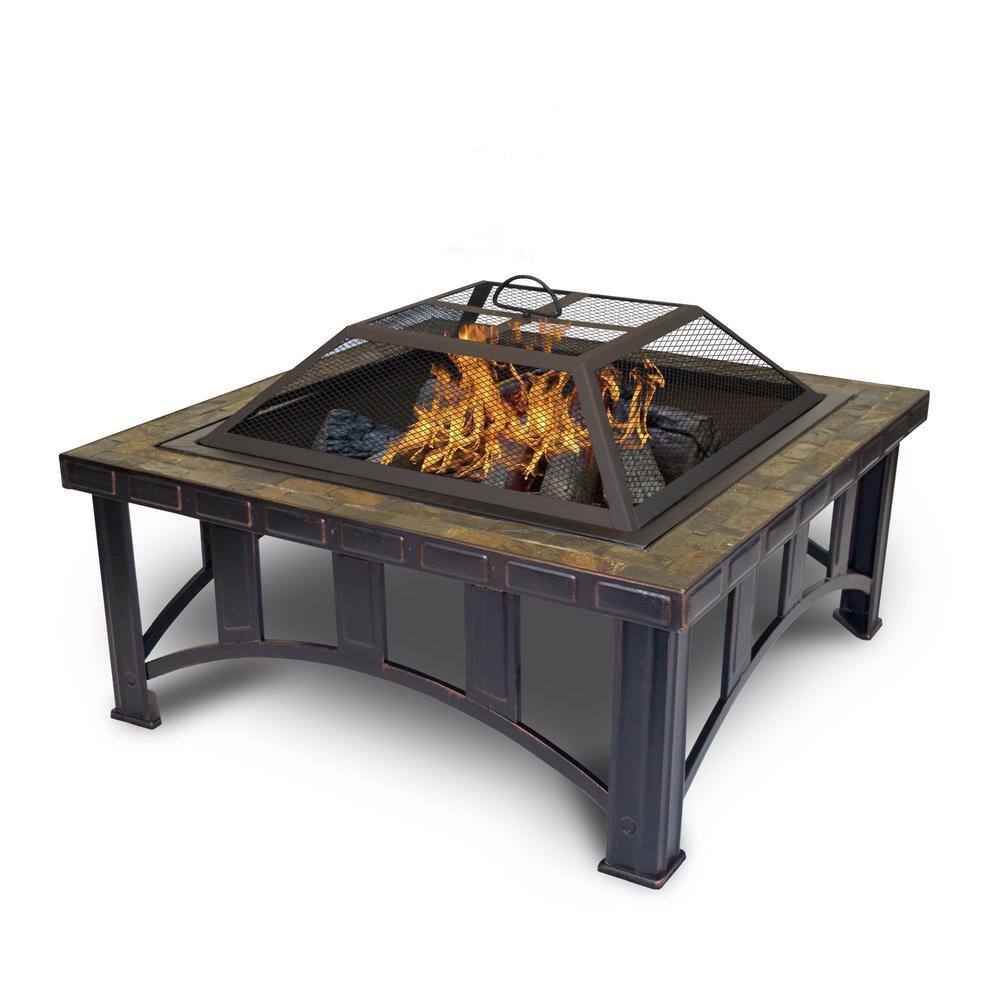 Outdoor Leisure Model 5502 Thirty Inch Firepit with Decorative Slate Hearth and Oil Rubbed Bronze Finish 5502