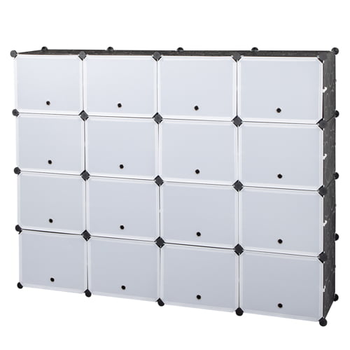 Ktaxon 32 Cubes 64 Pairs Modular Plastic Shoe Storage Cabinet Boxes Expandable 8 Tiers Shoe Rack