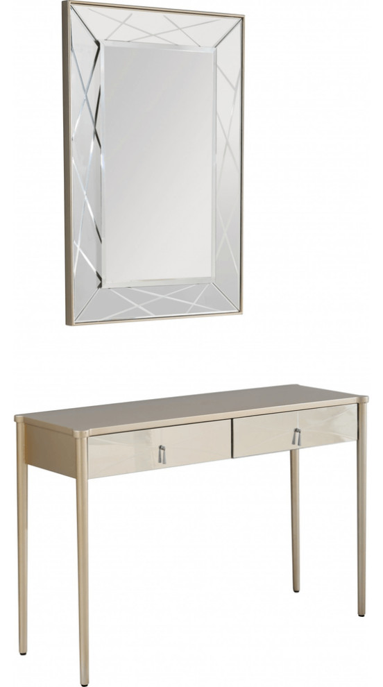 Champagne Finish Mirror and Console Table   Contemporary   Console Tables   by HomeRoots  Houzz