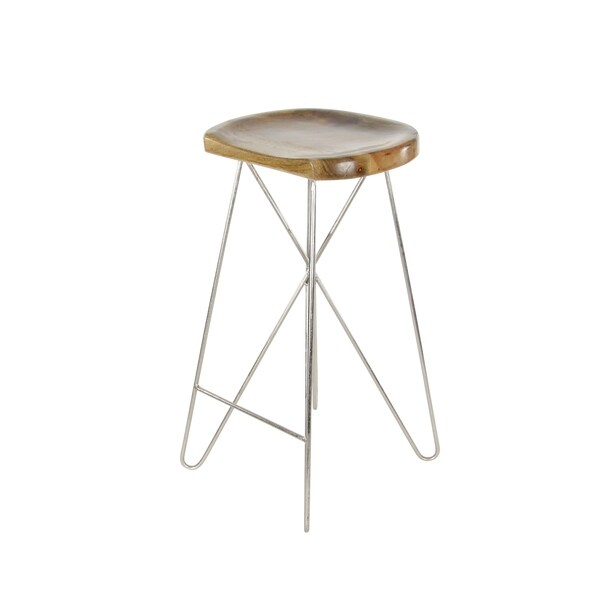 Brown Wood Contemporary Bar Stool - 16 x 16 x 30