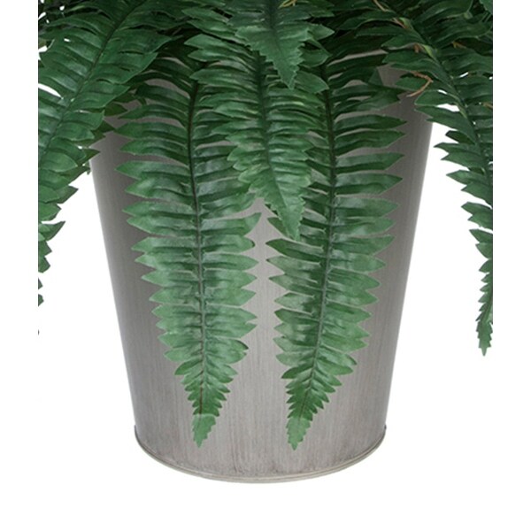 Faux Fern in Round Zinc Planter