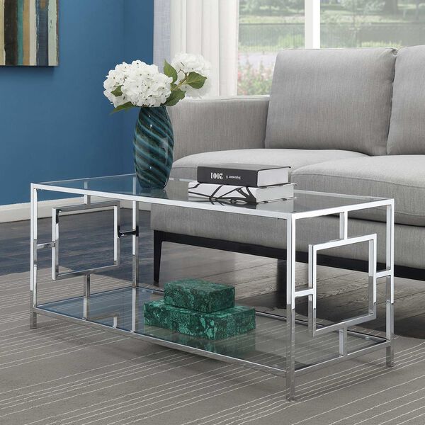 Town Square Glass and Chrome Coffee Table with Shelf