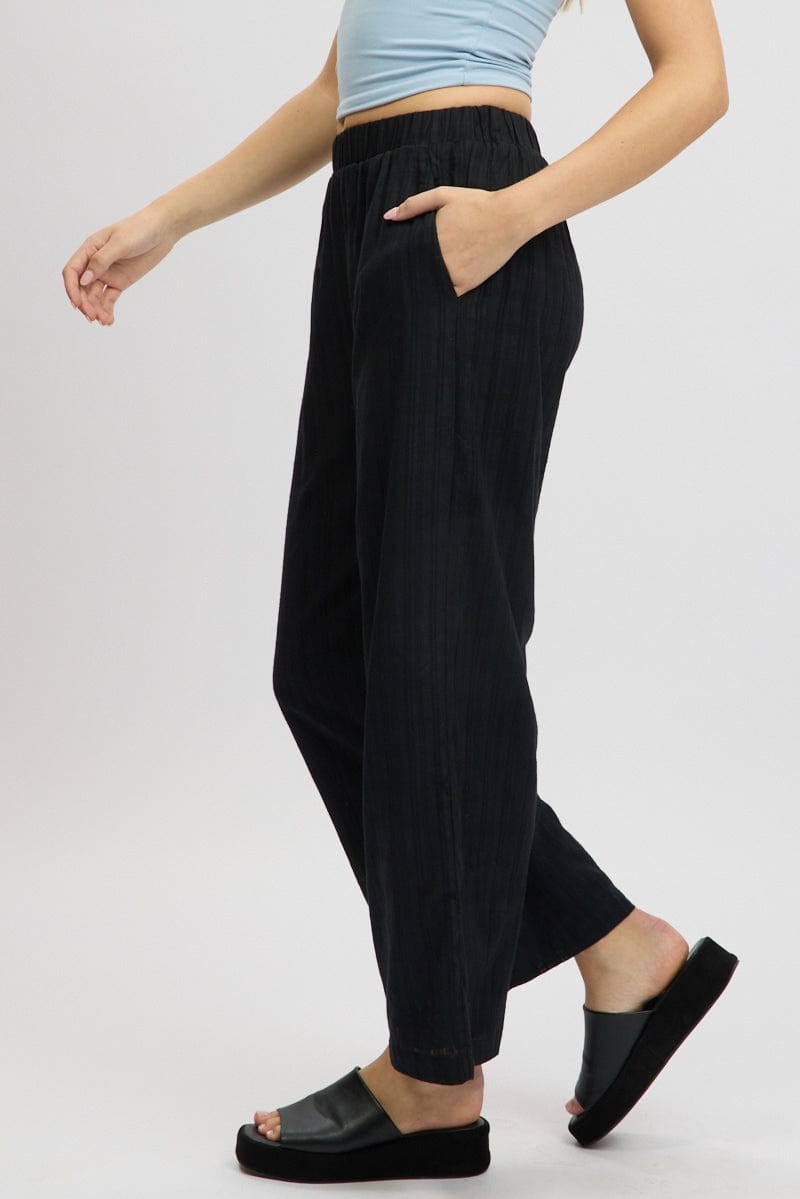 Black Wide Leg Pants Elasticated Waist
