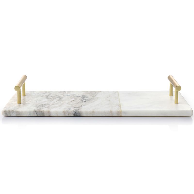 Laurie Gates 16 X 9 Inch Rectangle Marble Tray with Brass Handles