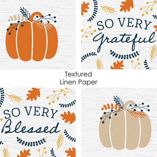 Big Dot Of Happiness Happy Thanksgiving Unframed Fall Harvest Pumpkin Linen Paper Wall Art Set Of 4 Artisms 8 X 10 Inches