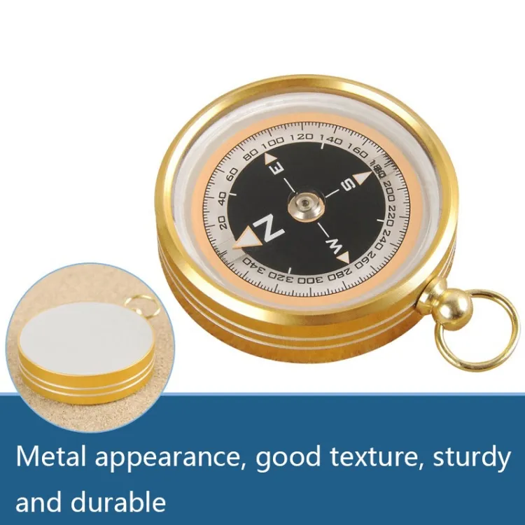 Fast shipping J50 Metal Gold Compass Pendant Outdoor Portable Mini Pocket Keychain Compass For Sale Camping Hiking