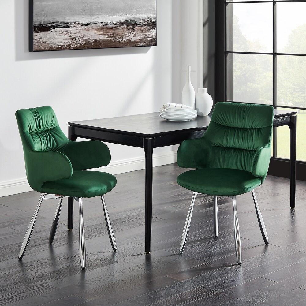 Art Leon Set of 2 Baseball Inspired Chair with Velvet Upholstery