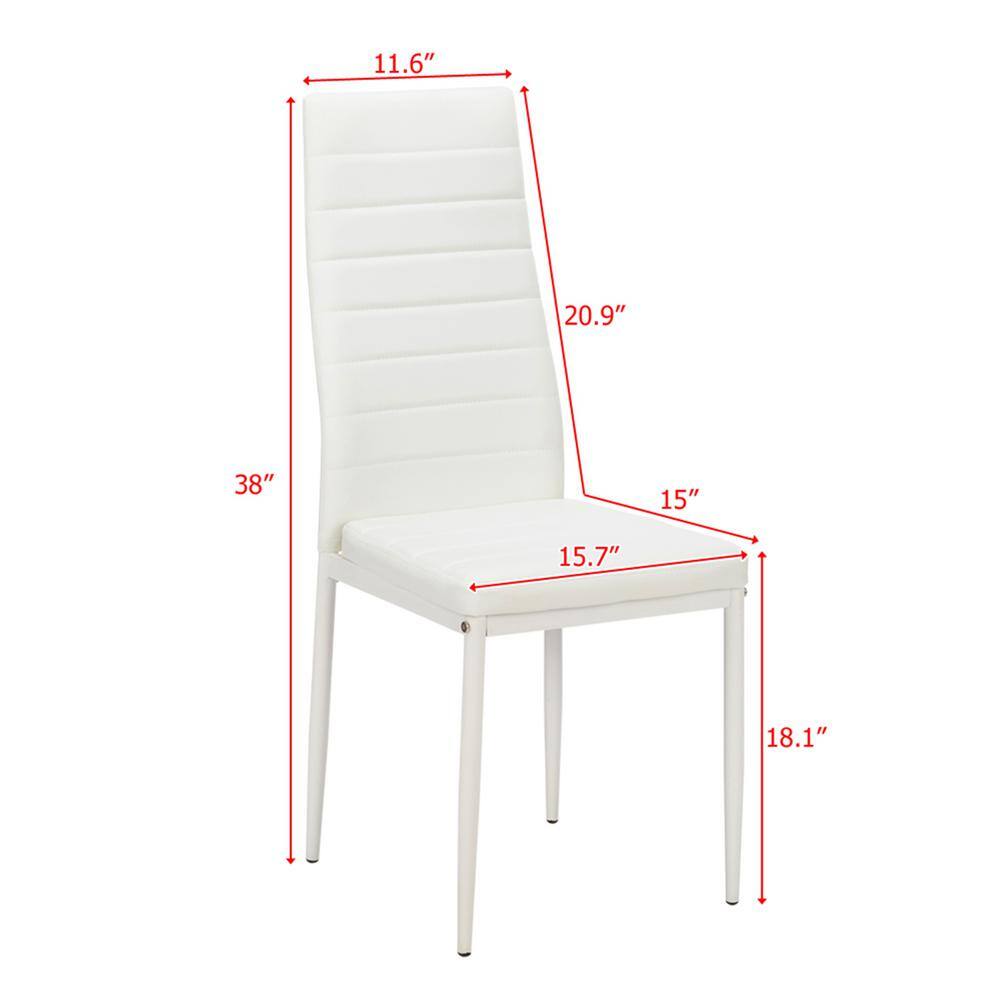 Karl home White PU Leather Metal Side Chair Dining Chairs (Set of 6) 303868581552