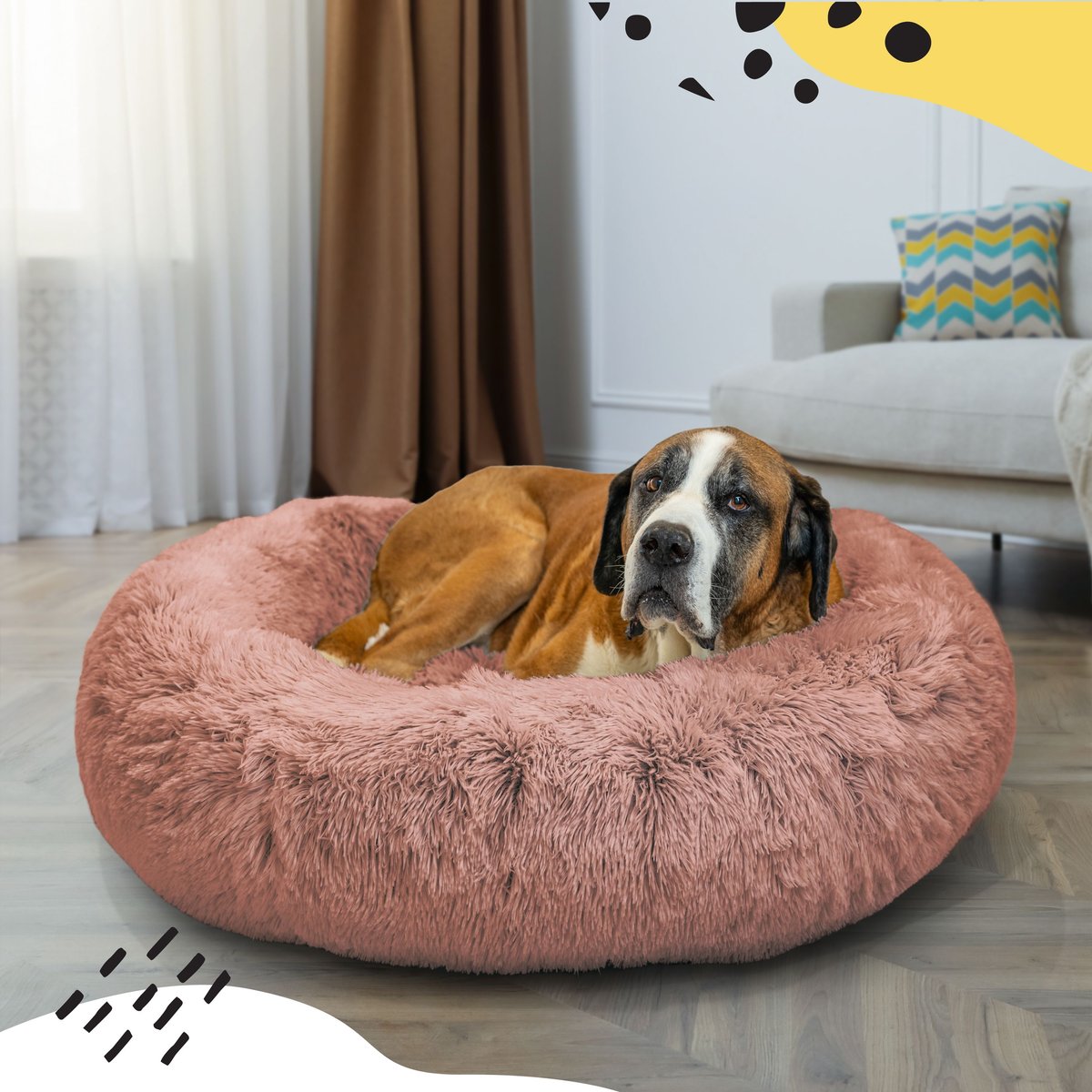 Best Friends by Sheri The Original Calming Shag Fur Donut Cuddler Cat and Dog Bed