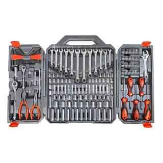 Crescent 14 in. and 38 in. Drive 6 and 12-Point Standard and Deep  SAEMetric Mechanics Tool Set with Case (180-Piece) CTK180