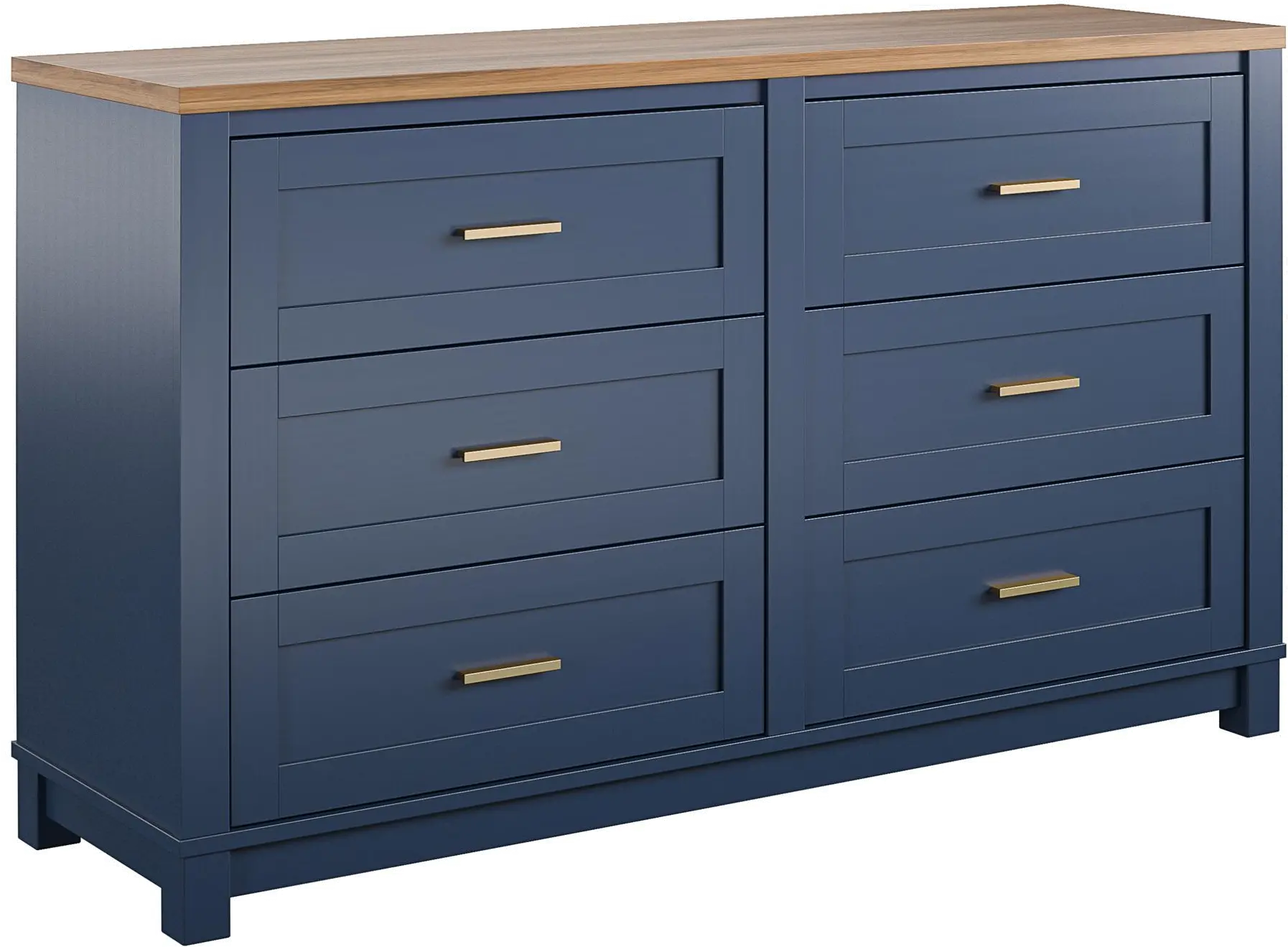 Armada Navy 6 Drawer Wide Dresser with Walnut top