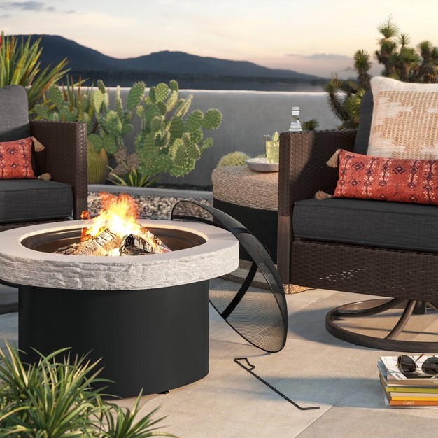 Stack Stone Wood Burning Outdoor Fireplace With Spark Screen