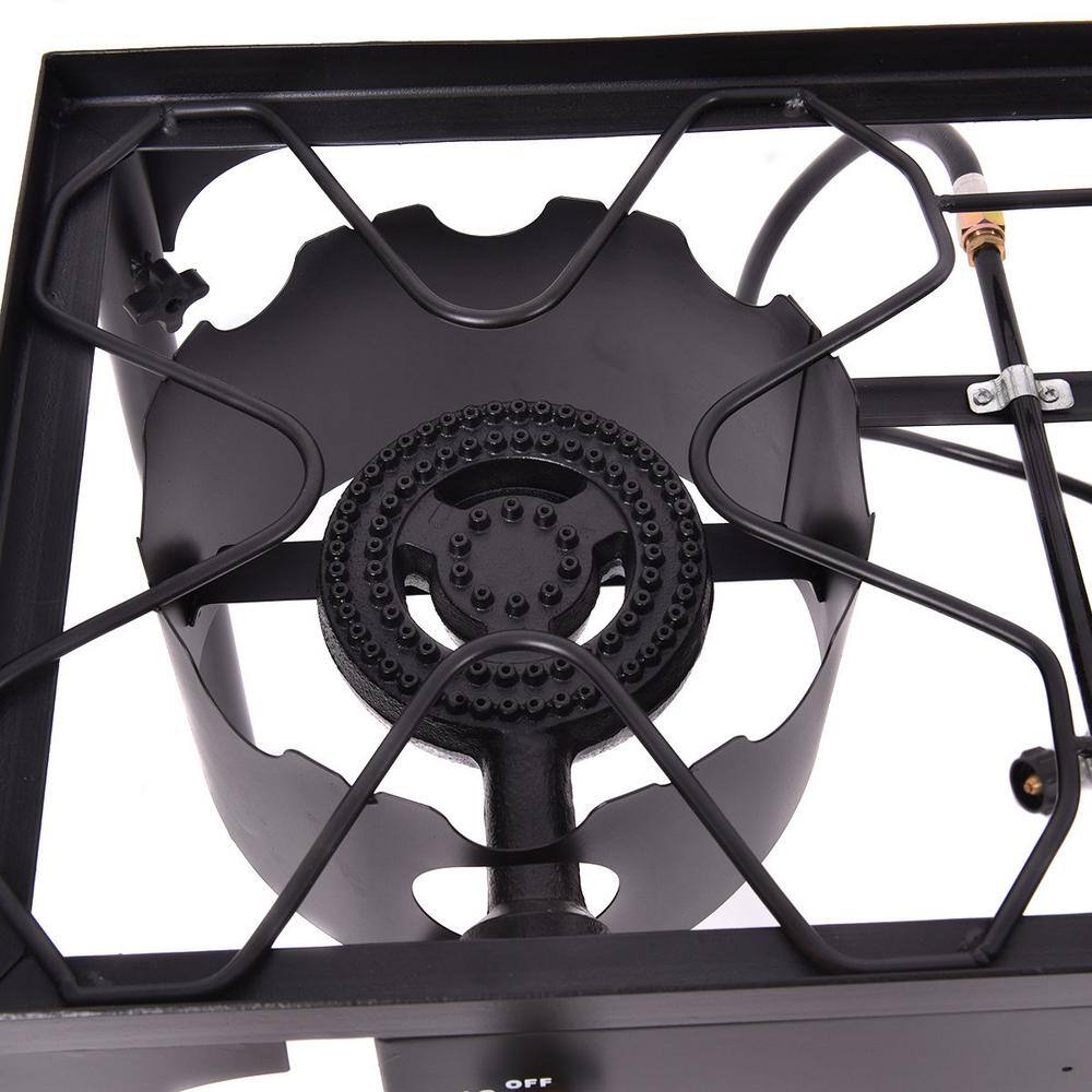 Costway 150000-BTU Cast Iron Double Burner Gas Propane Cooker Outdoor Camping Picnic Stove Stand BBQ Grill OP3078