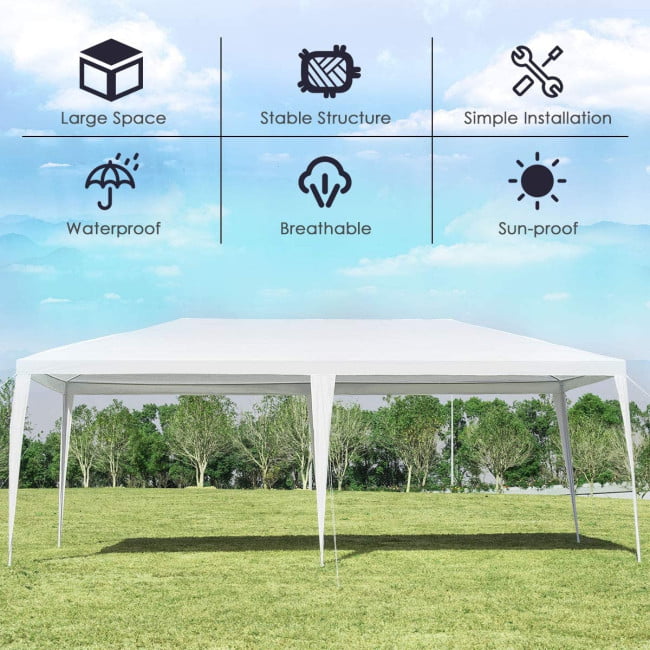 Vebreda 10'x20' Canopy Tent Heavy Duty Wedding Party Tent 4 Sidewalls W/Carry Bag