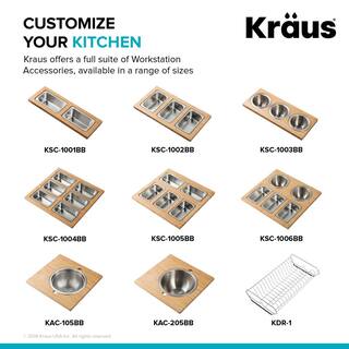 KRAUS 16.75 in. Workstation Kitchen Sink Serving Board Set with Stainless Steel Colander KAC-105BB