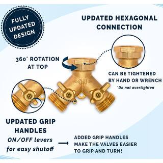 Morvat Brass Garden Hose Splitter Heavy-Duty 2-Way Hose Connector Fitting MOR-BCONNECTOR-2-A